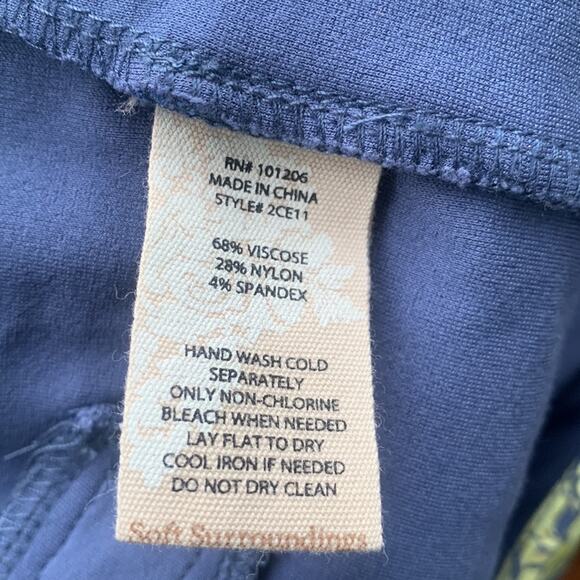 Soft Surroundings Elisabetta Blue Green Floral Gold Detail Pants W-045 Sz XS - Picture 8 of 8